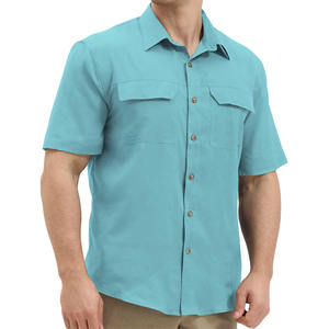 Camisas de Pesca de Alto Rendimiento, Tela de Algodón y Elastano, Estilo Urbano, Color Sólido, Camisas de Pesca para Hombre - Product Image 1