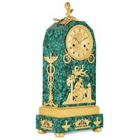 Jam Meja Malachite Modern Logam Kristal dan Kayu Cocok untuk Luar Ruangan Tampilan Jarum Berlapis Emas 24K