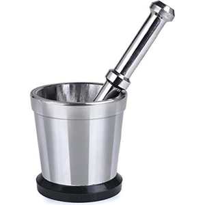 Latón acabado de Metal plateado de calidad duradera con mortero de fondo negro para cocina, trituradora de hierbas y especias, uso de mortero y mortero - Product Image 1