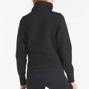 Sudadera con capucha de manga larga hecha a medida para mujer, Top corto de secado rápido para gimnasio con cremallera, ropa de invierno transpirable, logotipo OEM al por mayor - Product Image 4