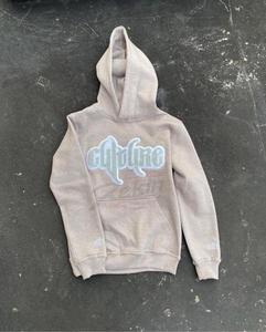 Sweat à capuche unisexe 100% coton lourd hiver chenille française solide brodée logo personnalisé décontracté teint en plaine vente en gros raisonnable - Product Image 3