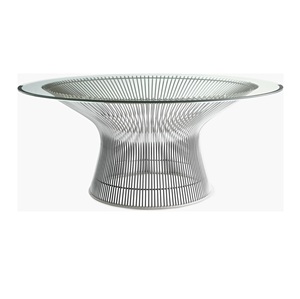 Table basse en laiton avec finition en verre Antique, meuble de salon de forme ronde, Table basse en verre - Product Image 2