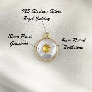 925 plata esterlina DIY joyería hacer bisel ajuste oro Vermeil piedra natal encanto zafiro cuarzo piedra preciosa perla colgante Unisex - Product Image 3