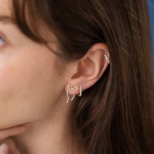 ต่างหูเม็ดกลมสไตล์โบว์สำหรับผู้หญิงเครื่องประดับเพชรโมอิสไม่มีสี - Product Image 1