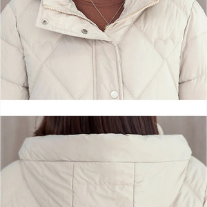 Chaqueta acolchada de lana de invierno de alta calidad para mujer, cremallera transpirable, soporte con capucha, sólido, a prueba de viento, bordado acolchado, lavado exterior - Product Image 6