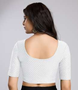 Trendmalls Blusa informal de algodón y elastina para mujer, tejido, cuello de lazo elástico, manga raglán, teñido liso () - Product Image 6