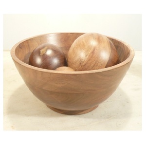 Grand bol en bois pour servir les aliments Nouveau style Bol de service en bois poli - Product Image 4