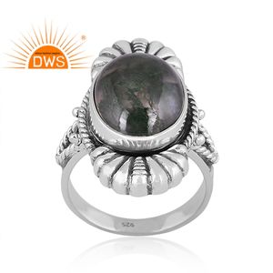 Anillo de declaración de piedras preciosas de ágata de musgo verde Natural de plata de ley oxidada más vendida, joyería para mujer, regalo para ella - Product Image 1