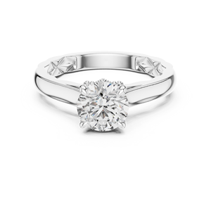 Bague de fiançailles solitaire de luxe en moissanite pour femme, en alliage d'argent sterling plaqué or 14 carats, bijou de mariage classique, cadeau - Product Image 4