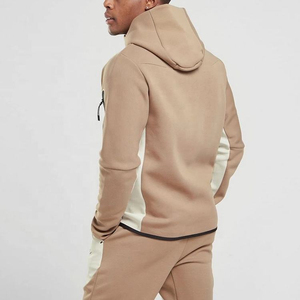 New Winter Men's High Quality <b>Polyester</b> <b>Tracksuit</b> Set Custom Embroidered Logo Solid Hoodie with Zipper Fleece Breathable - Product Image 3