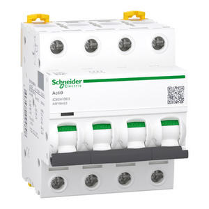 Interruttore Automatico Miniaturizzato Schneider Electric A9F88463 Acti9 IC60H 4P 63A Curva B 10000A (IEC/EN 60898-1) 15kA - Product Image 1