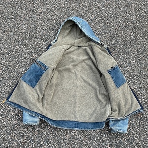 Chaqueta de Trabajo de Invierno para Trabajadores, Chaqueta de Mezclilla Gruesa con Capucha, Chaqueta de Trabajo con Capucha, Chaqueta de Invierno Forrada de Sherpa - Product Image 4