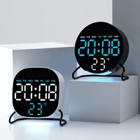 Huayang Minimalistischer LED Digitaler Wecker mit Umgebungslicht, Doppelalarm, Timer, Datum, Wochentags- und Temperaturanzeige, Dimmbarer Tischuhr