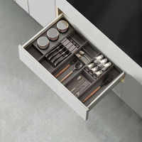 Porte-couteaux en acier et bois Emuca Anthracite Grey 150x470mm pour tiroirs 3069335 Fabriqué en Espagne