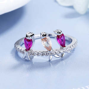 Uccellini Appollaiati con Cristalli in Oro Rosa 18K e Argento Sterling - Idea Regalo - Product Image 3