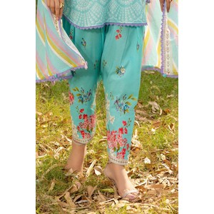 Ensemble 3 pièces imprimé pour la journée, avec manches brodées, pantalon décontracté respirant à taille élastique - OEM/ODM - Product Image 1