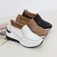 Chaussures Décontractées à Enfiler en Cuir Action sur Plateforme JSHOE pour Femme, Augmentant la Hauteur de 6.5cm, Idéales pour la Marche et le Confort