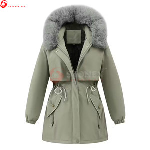 Manteau parka d'hiver décontracté pour femme de haute qualité, chaud, à capuche, vêtement d'extérieur tendance, longueur standard, 100% polyester, design personnalisable - Product Image 1
