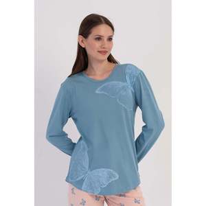 Conjunto de Pijama KADIN P.SUPREM con Cuello Redondo y Mangas Largas, Diseño Ovalado - A.MAVI - A.MAVI - Product Image 1