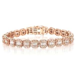 Pulsera de tenis estilo hip-hop con moissanita talla princesa marrón, chapada en oro rosa de 14K sobre plata de ley - Product Image 4