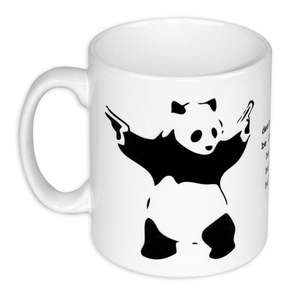 Mug en céramique design Banksy Panda, capacité 240 ml, avec anse, compatible micro-ondes, mug à café fantaisie en argile pour la lutte contre le racisme, idéal pour les cadeaux promotionnels - Product Image 3
