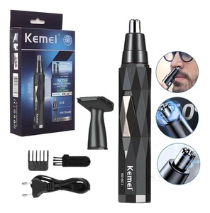 Kemei ที่เล็มขนจมูกแบบ2-in-1, ที่เล็มขนจมูก KM-6673 USB/แบตเตอรี่สำหรับใช้ในครัวเรือนรถยนต์และโรงรถ