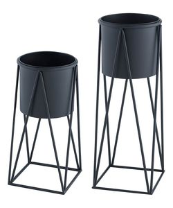 Elegante estante de exhibición de Metal dorado para interiores/exteriores, maceta de jardín con estilo, maceta con acabado negro, características de macetas - Product Image 2