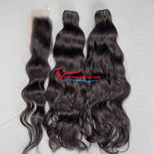 Prix de gros Extensions de cheveux humains bruts vietnamiens à cuticule alignée Couleur noire naturelle avec texture ondulée - Product Image 4
