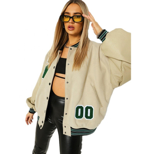 High Quality Hot Sale Cheap Price Varsity Women Jacket Custom logo Chenille Printing Letterwomen <b>Coats</b> Leather Sleeve Baseball - Product Image 1