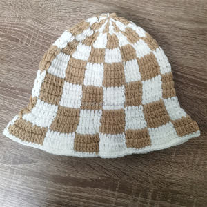 EFANBEANIE Handmade Women's Checkerboard Patterned Crochet <b>Bucket</b> <b>Hat</b> Casual Cotton Yarn Visor for Outdoor Beach Use - Product Image 6