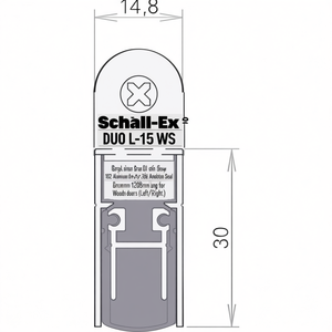 Schall-Ex DUO L-15 WS 1-382 Joint de porte double face en aluminium anodisé gris argenté 1208 mm de long pour portes en bois (gauche/droite) - Product Image 3