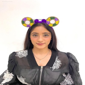 Custom Made Indian Handmade Ears <b>Headbands</b> Funky Trendy Fashion Hairbands Hand Embroidered Glass Beads Mardi Gras Style - Product Image 4