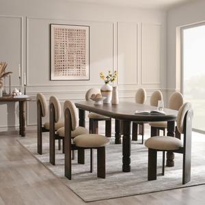 Mesa de comedor de madera de roble macizo de lujo de 8 plazas-Acabado marrón oscuro | Diseño minimalista moderno para uso en villas de hoteles | Opción de tapa de cristal - Product Image 5