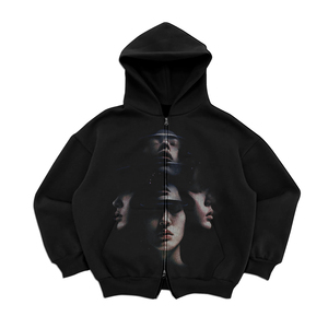 Conception de motif de logo personnalisé DTG Direct écran en relief pour vêtement 100% coton double couche sweat à capuche zippé Techniques brodées parfaites - Product Image 5