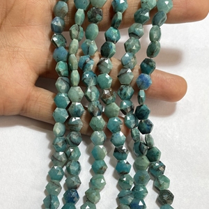 Perles en forme d'hexagone à facettes de chrysocolle, perles de fantaisie en pierres précieuses naturelles de 8MM, prix de gros - Product Image 5