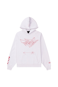 Sudadera con capucha personalizada para hombre, ropa de calle gráfica blanca, sudadera con bolsillo de canguro y diseño de bordado rojo - Product Image 4