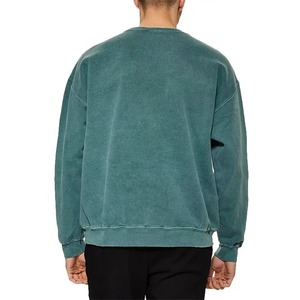 Pull blanc vintage à manches longues pulls à col rond 100% coton éponge col rond sweats lavés à l'acide - Product Image 2