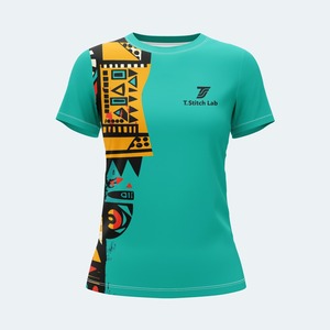 Camisetas de Manga Corta para Mujer, Corte Regular, Color Sólido, Logotipo Personalizado, Diseño Tribal, Cuello Redondo, Oferta, Precio Bajo, Nueva Llegada - Product Image 1