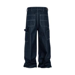 Pantalon en jean vintage délavé à l'acide, style baggy, streetwear, pour homme, respirant, style baggy droit, jean décontracté et élégant - Product Image 2