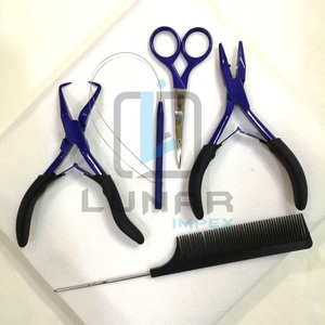 Kit d'outils d'extension de cheveux en couleur plasma dorée avec accessoires personnalisés pinces pinces aiguilles C anneaux de séparation de cheveux - Product Image 5