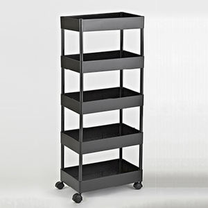Black 4-Tier Plastic Multifunction <b>Storage</b> <b>Trolley</b> Cart for Kitchen Bathroom & Wardrobe - Product Image 2