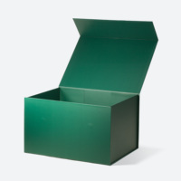 Boîte cadeau magnétique A4 vert foncé avec estampage à chaud motif sapin de Noël, pour emballage de vêtements, pliable, luxe en gros avec ruban