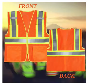Gilet de sécurité en polyester haute visibilité pour l'extérieur en bordure de route et de construction avec maille réglable et bandes réfléchissantes grande taille - Product Image 6