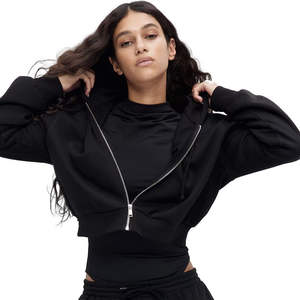 Sweat-shirt décontracté pour femme, style doux, 100% coton, manches courtes, crop top slim, imprimé, streetwear automne-hiver, logo sur le devant - Product Image 2