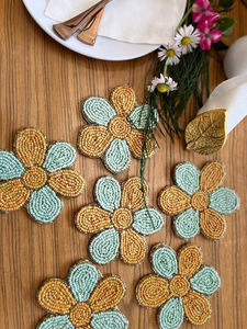 Posavasos Clásicos Hechos a Mano con Cuentas de Alta Calidad - Regalos Religiosos Portátiles para Iglesia con Respaldo de Poliéster Ecológico y Logotipo Personalizado (4x4) - Product Image 5