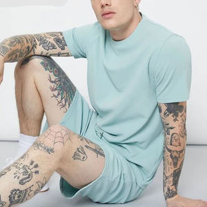 ชุดลำลองฤดูร้อนของผู้ชายมาใหม่ชุดเสื้อยืดไม่มีความสุขแบบลำลองเซตสั้นสองชิ้น - Product Image 2