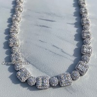 Collar de Hombre de Plata de Ley 925 con Diamantes VVS de 10 mm, Estilo Hip Hop, Cadena de Tenis con Moissanita Baguette para Fiestas de Graduación