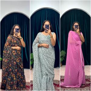 Direct India Latest Traditional Georgette Embroidery Sari Women's Fashion Collection for Weddings Festivals-<b>Indian</b> Pakistani - Product Image 3