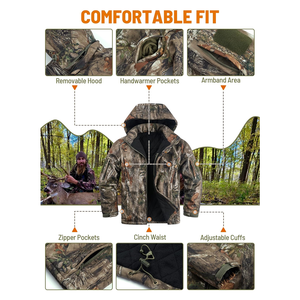 Chaqueta Impermeable para Hombre con Estampado de Camuflaje, Chaqueta de Exterior Térmica y Cortavientos con Tecnología de Material Bayer, Equipo de Caza - Product Image 4