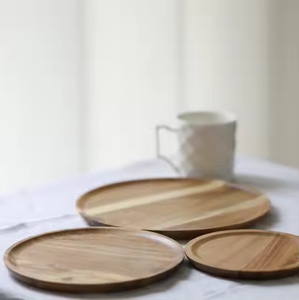 Platos de cena de madera de acacia personalizados, tablero redondo de charcutería, charcutería decorativa de glowin fashion - Product Image 3